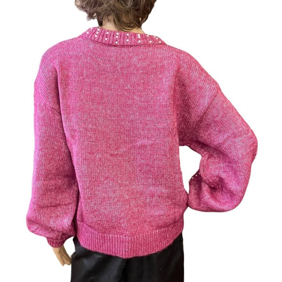 Mod X Long Sleeve Sweater Womens size L with Faux Pearl Embellishments - Picture 2 of 7